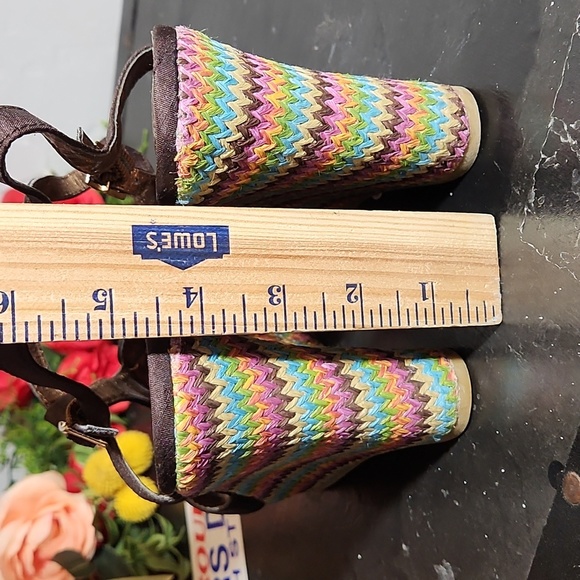 RAMPAGE 7.5M Bridgette Wedge Slingback T Strap Fabric Open Toe Heel - Picture 8 of 11